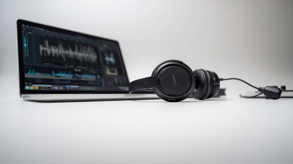 laptop cu casti pentru dj